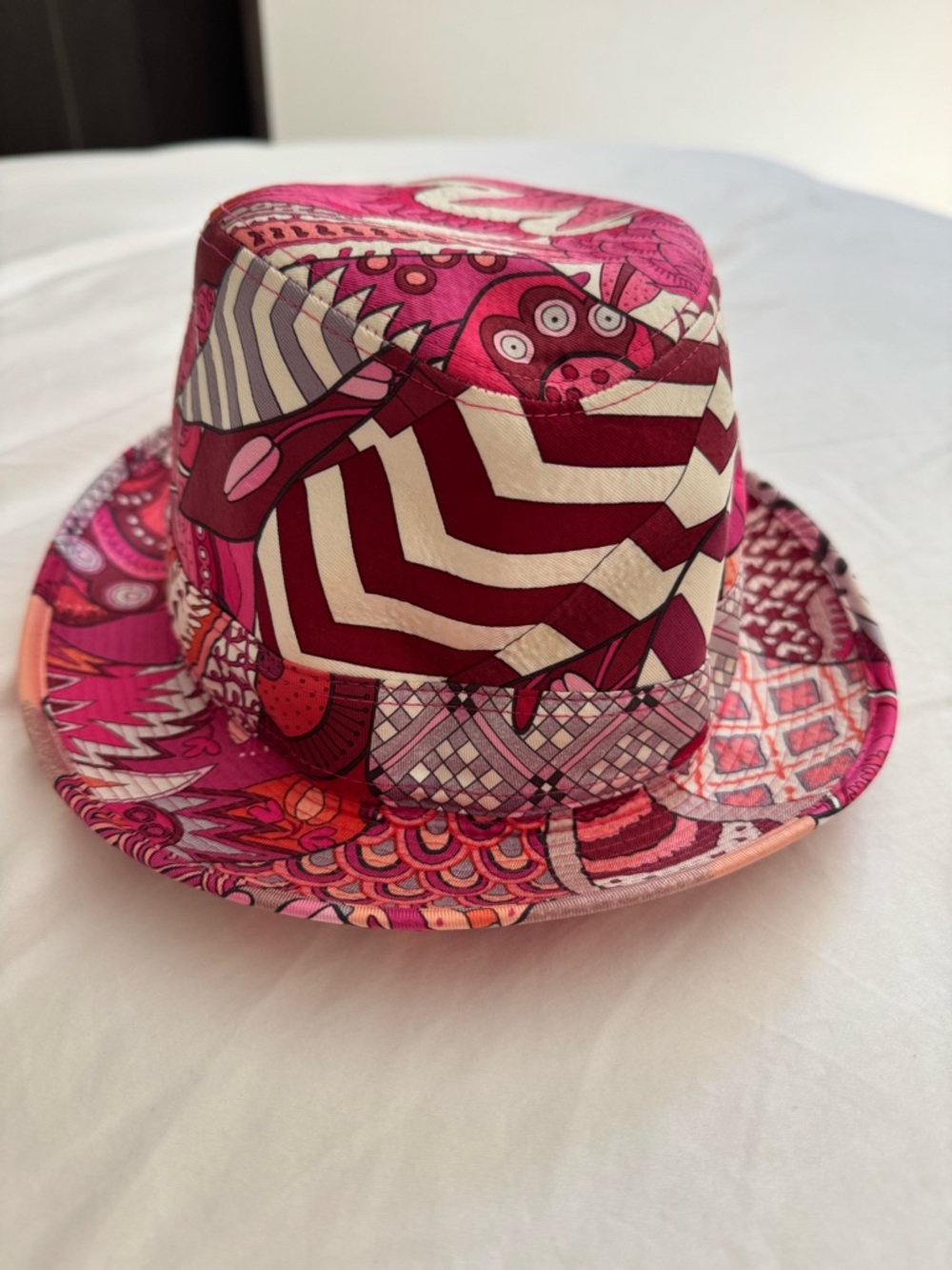 Hermes Pink Patterned Kids Fedora Hat